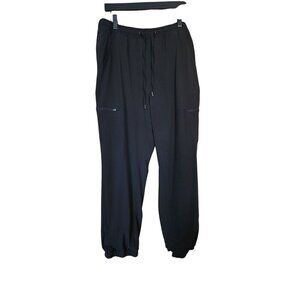 Eddie Bauer Womens Black Fleece-Lined Jogger Pants Size 14 With Pockets Elastic